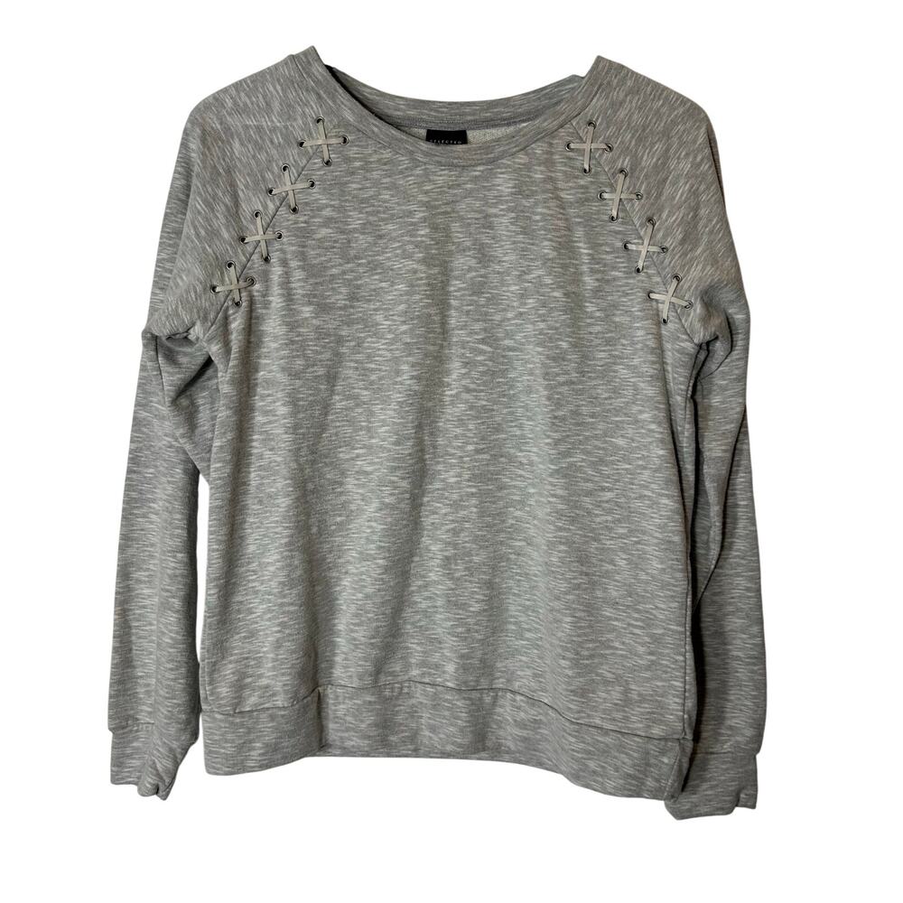 Selected Femme Gray Lace Up Shoulder Detail Sweatshirt